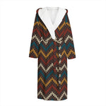 Vintage Chevron Knitted Pattern Print Hooded Bathrobe
