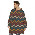 Vintage Chevron Knitted Pattern Print Hoodie Blanket
