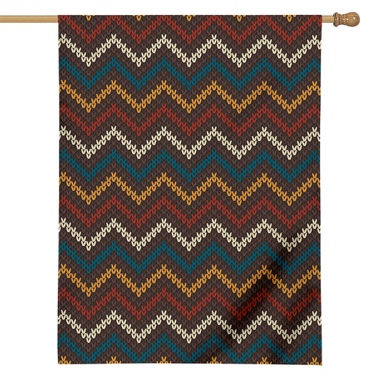 Vintage Chevron Knitted Pattern Print House Flag