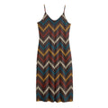 Vintage Chevron Knitted Pattern Print Jersey Midi Cami Dress