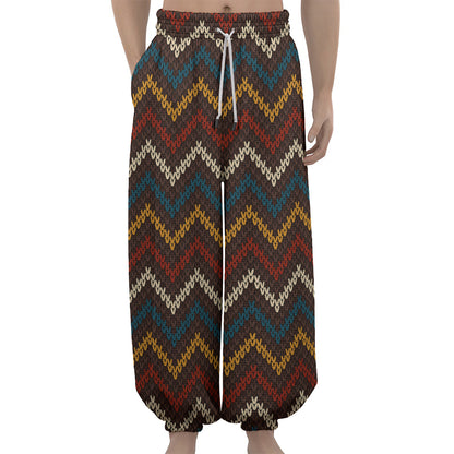 Vintage Chevron Knitted Pattern Print Lantern Pants