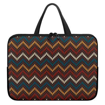 Vintage Chevron Knitted Pattern Print Laptop Sleeve With Handle