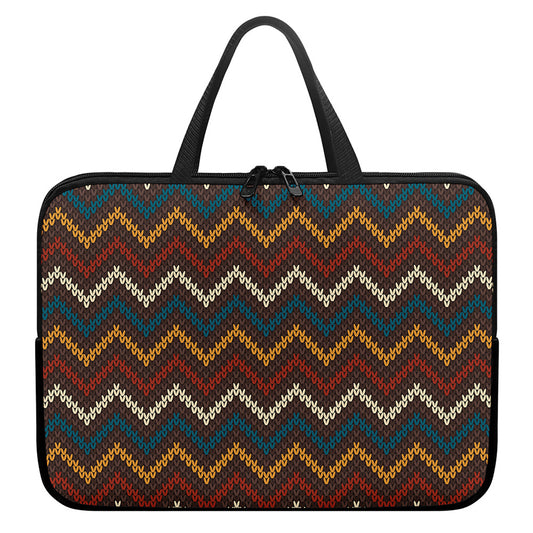 Vintage Chevron Knitted Pattern Print Laptop Sleeve With Handle