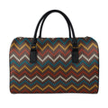 Vintage Chevron Knitted Pattern Print Leather Duffel Bag