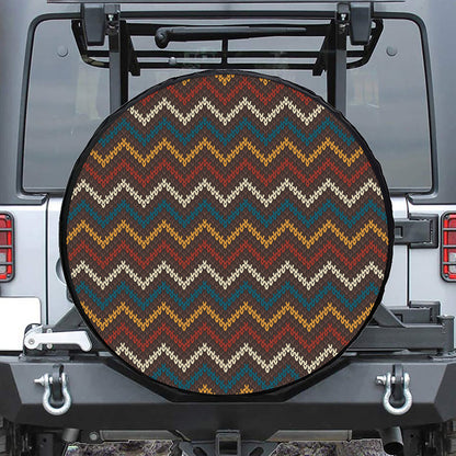 Vintage Chevron Knitted Pattern Print Leather Spare Tire Cover