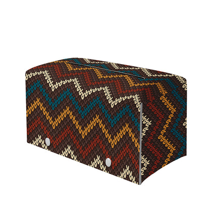 Vintage Chevron Knitted Pattern Print Leather Tissue Box Cover
