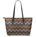 Vintage Chevron Knitted Pattern Print Leather Tote Bag With Zipper