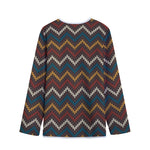 Vintage Chevron Knitted Pattern Print Long Sleeve Short Coat
