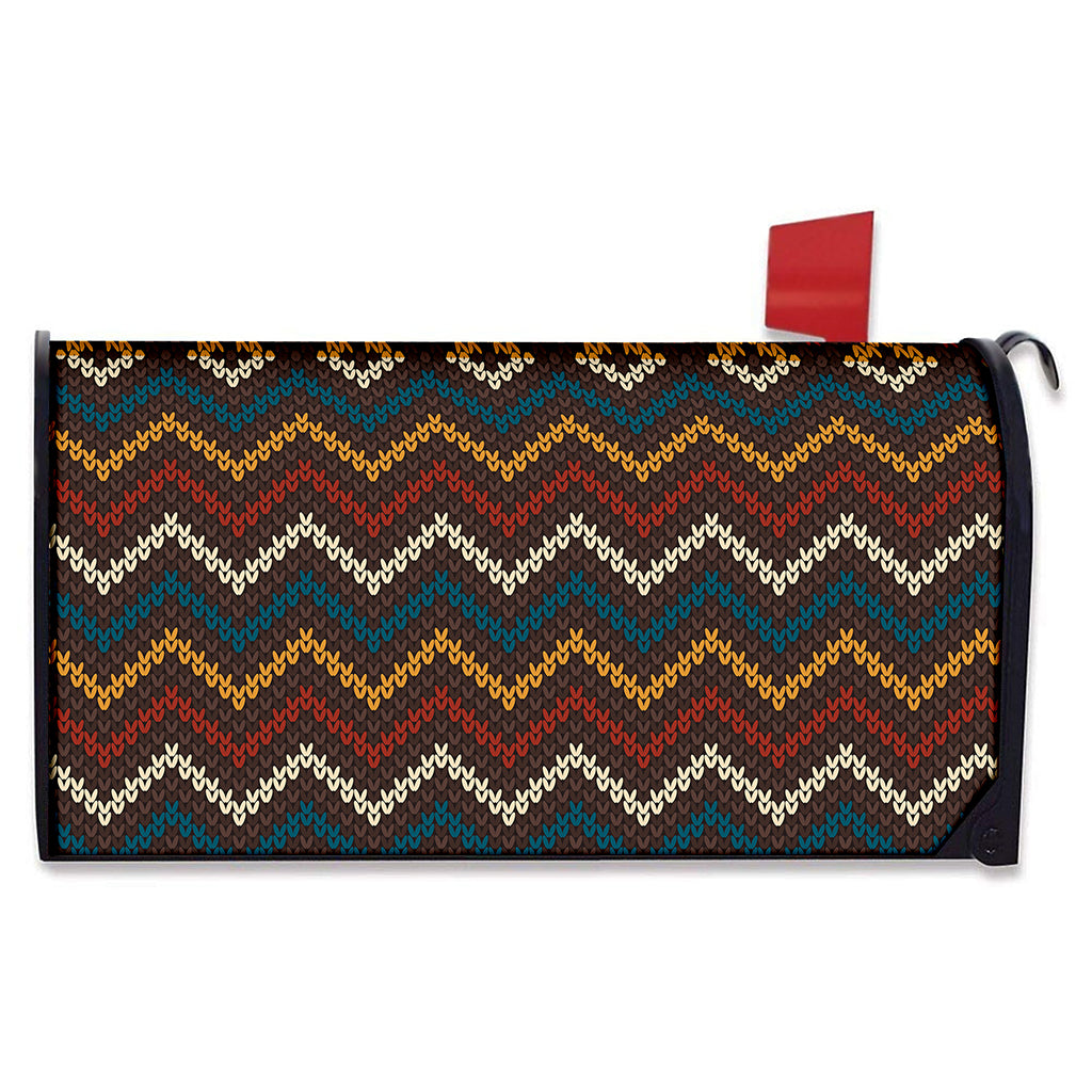 Vintage Chevron Knitted Pattern Print Mailbox Cover