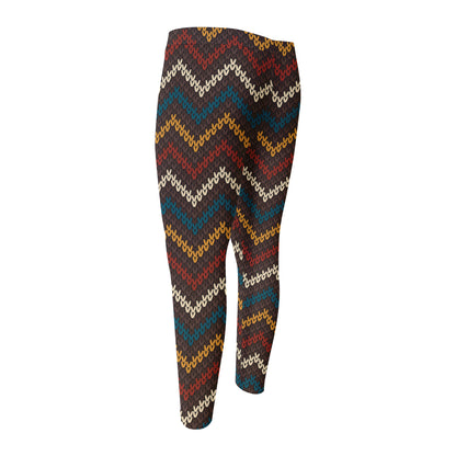 Vintage Chevron Knitted Pattern Print Men's Compression Pants