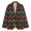 Vintage Chevron Knitted Pattern Print Men's Cotton Blazer
