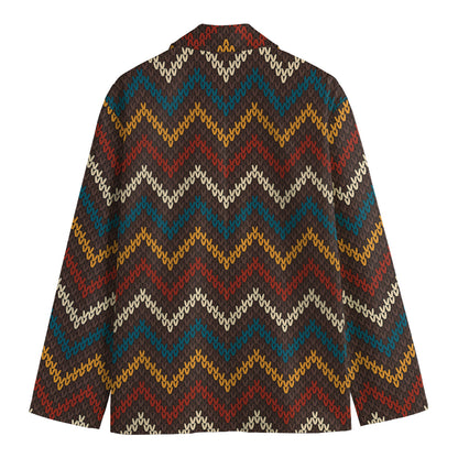Vintage Chevron Knitted Pattern Print Men's Cotton Blazer