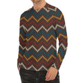 Vintage Chevron Knitted Pattern Print Men's Long Sleeve Rash Guard