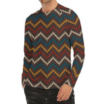 Vintage Chevron Knitted Pattern Print Men's Long Sleeve Rash Guard