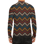 Vintage Chevron Knitted Pattern Print Men's Long Sleeve Rash Guard