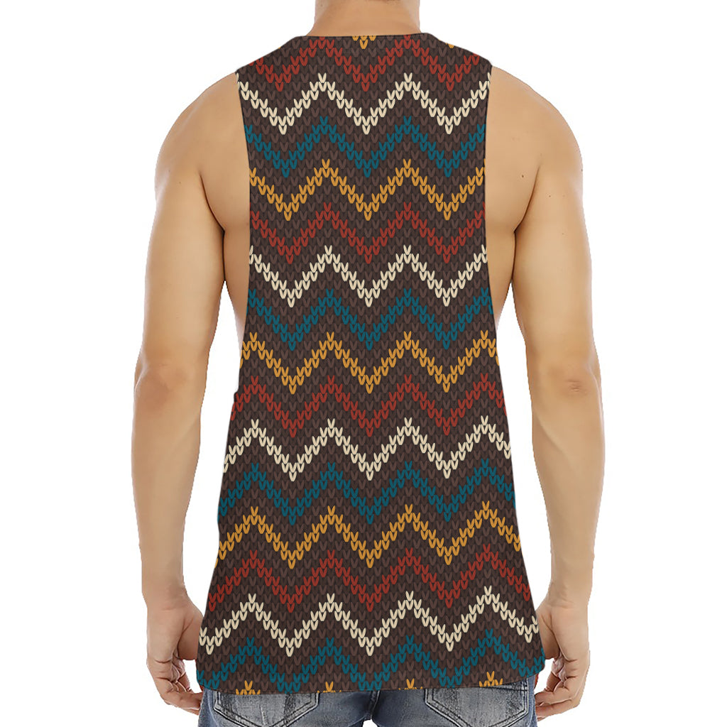 Vintage Chevron Knitted Pattern Print Men's Muscle Tank Top