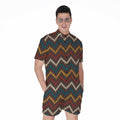 Vintage Chevron Knitted Pattern Print Men's Romper