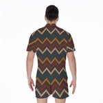 Vintage Chevron Knitted Pattern Print Men's Rompers