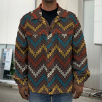 Vintage Chevron Knitted Pattern Print Men's Shirt Jacket