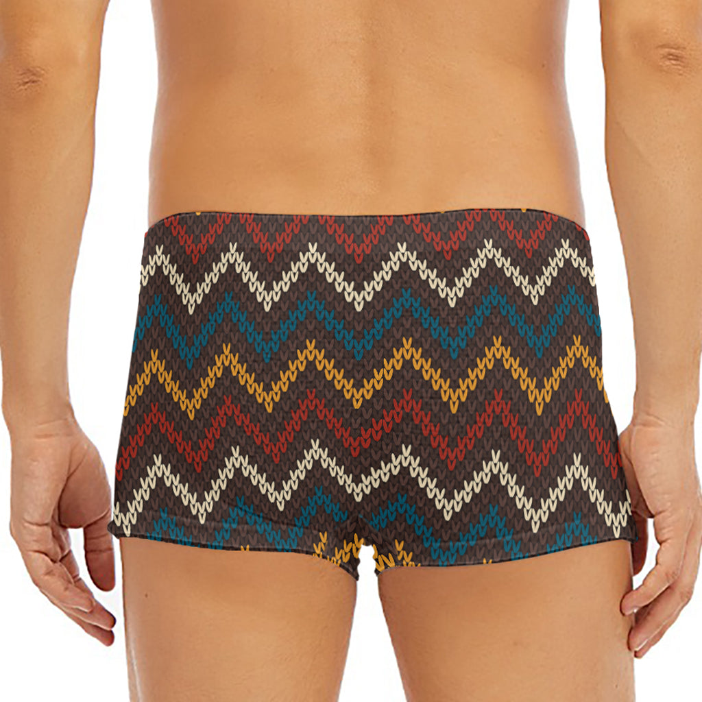 Vintage Chevron Knitted Pattern Print Men's Short Boxer Briefs