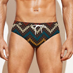 Vintage Chevron Knitted Pattern Print Men's Swim Briefs