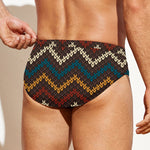 Vintage Chevron Knitted Pattern Print Men's Swim Briefs