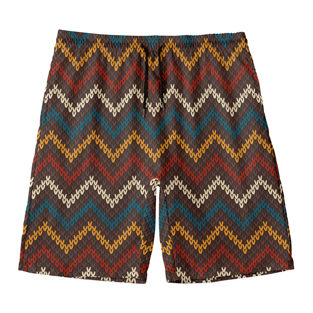 Vintage Chevron Knitted Pattern Print Men's Swim Trunks