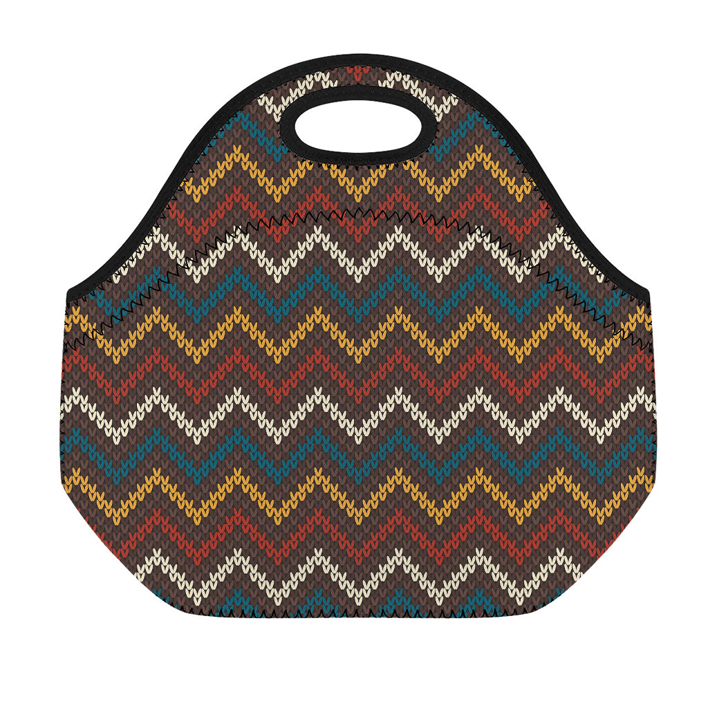 Vintage Chevron Knitted Pattern Print Neoprene Lunch Bag
