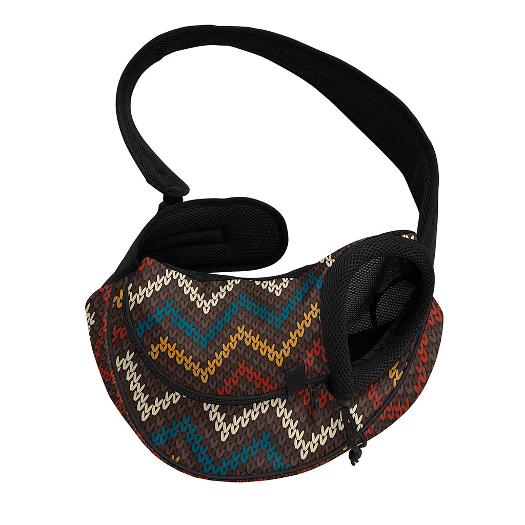 Vintage Chevron Knitted Pattern Print Pet Sling Carrier