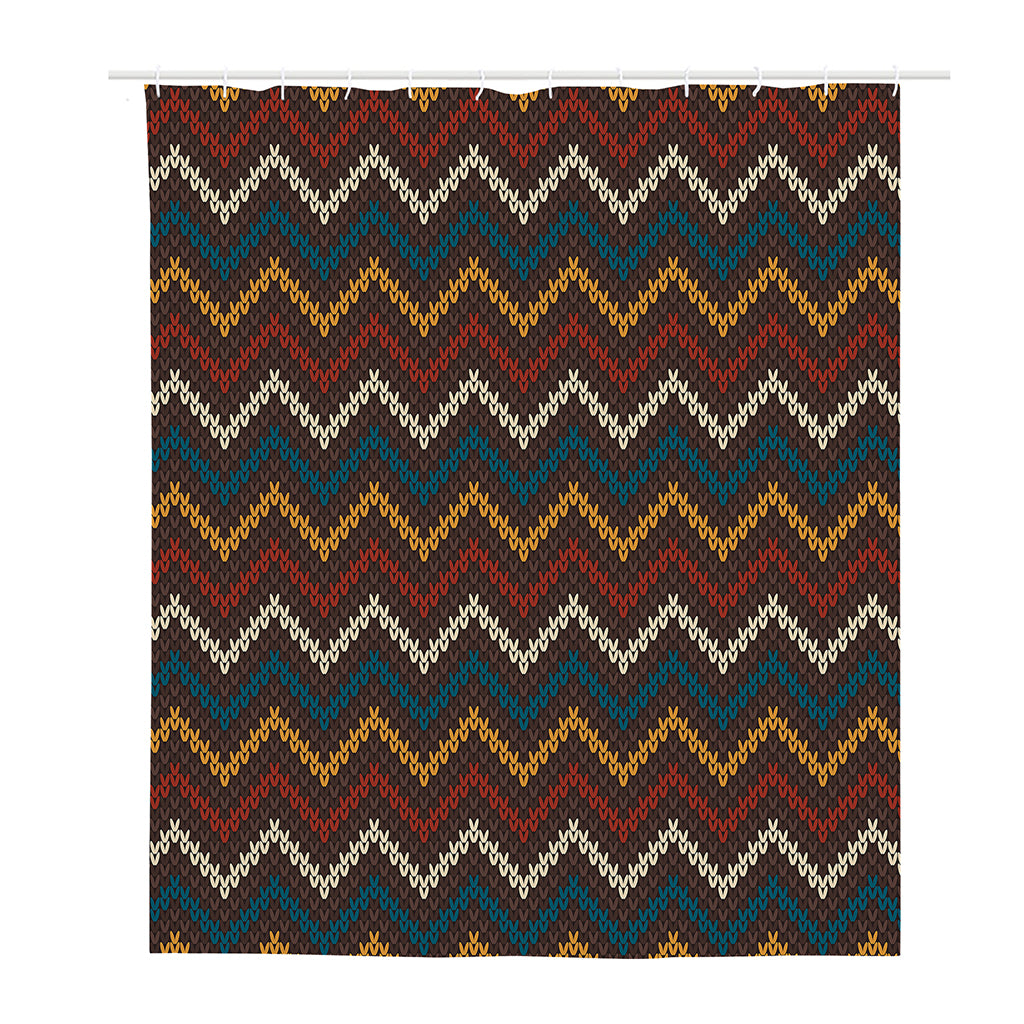 Vintage Chevron Knitted Pattern Print Polyester Shower Curtain