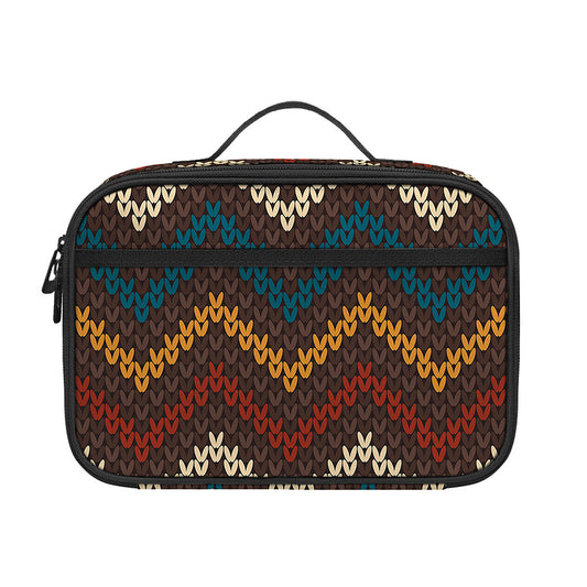 Vintage Chevron Knitted Pattern Print Portable Lunch Bag