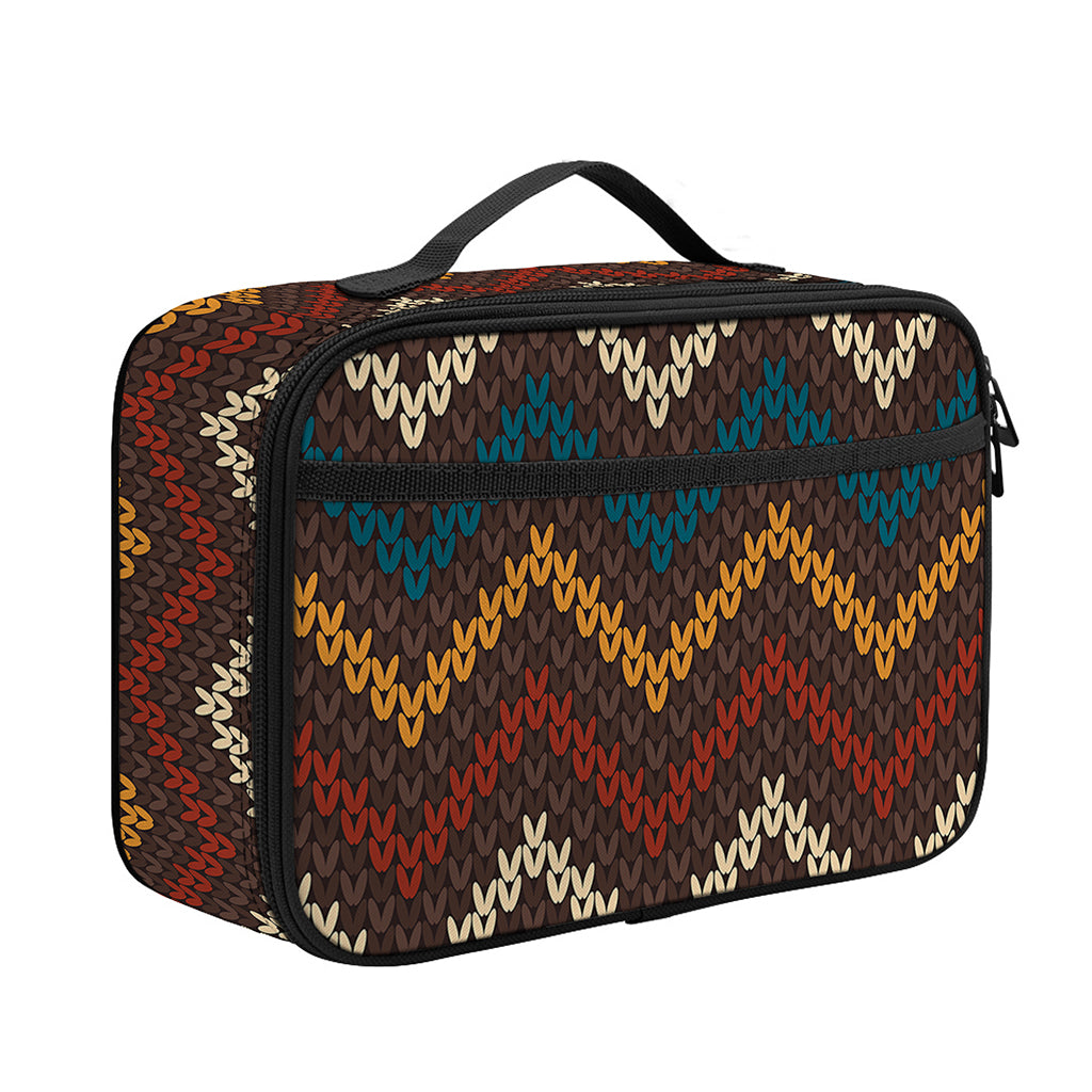 Vintage Chevron Knitted Pattern Print Portable Lunch Bag