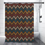 Vintage Chevron Knitted Pattern Print Premium Shower Curtain