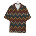 Vintage Chevron Knitted Pattern Print Rayon Hawaiian Shirt