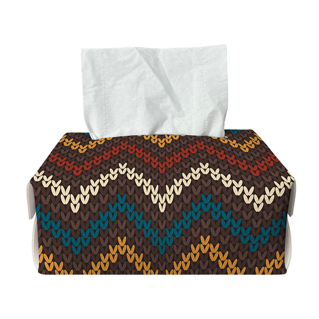 Vintage Chevron Knitted Pattern Print Rectangle Tissue Box Cover