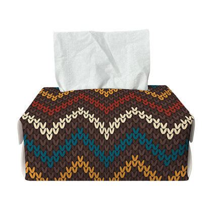 Vintage Chevron Knitted Pattern Print Rectangle Tissue Box Cover