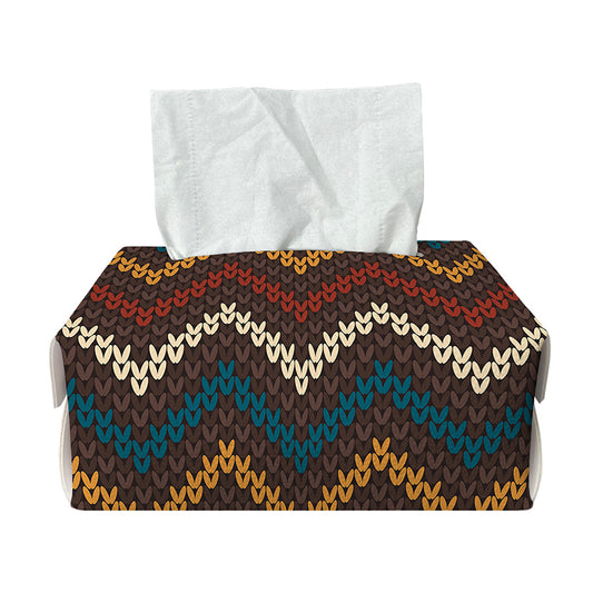Vintage Chevron Knitted Pattern Print Rectangle Tissue Box Cover