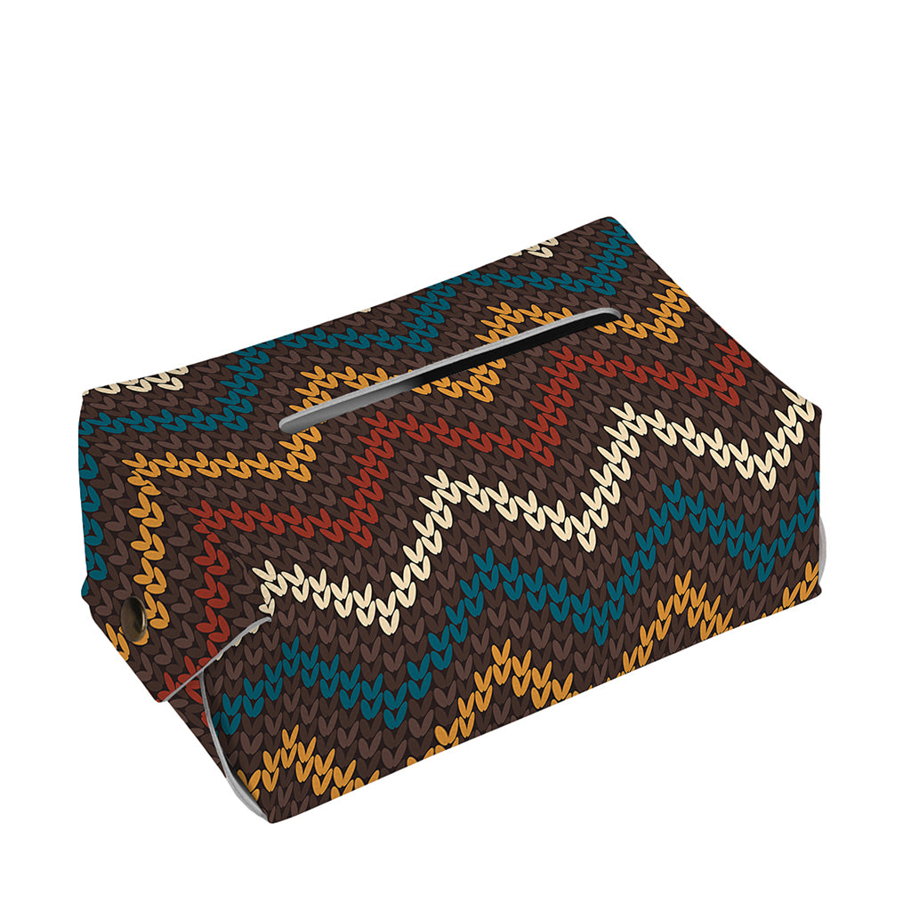 Vintage Chevron Knitted Pattern Print Rectangle Tissue Box Cover