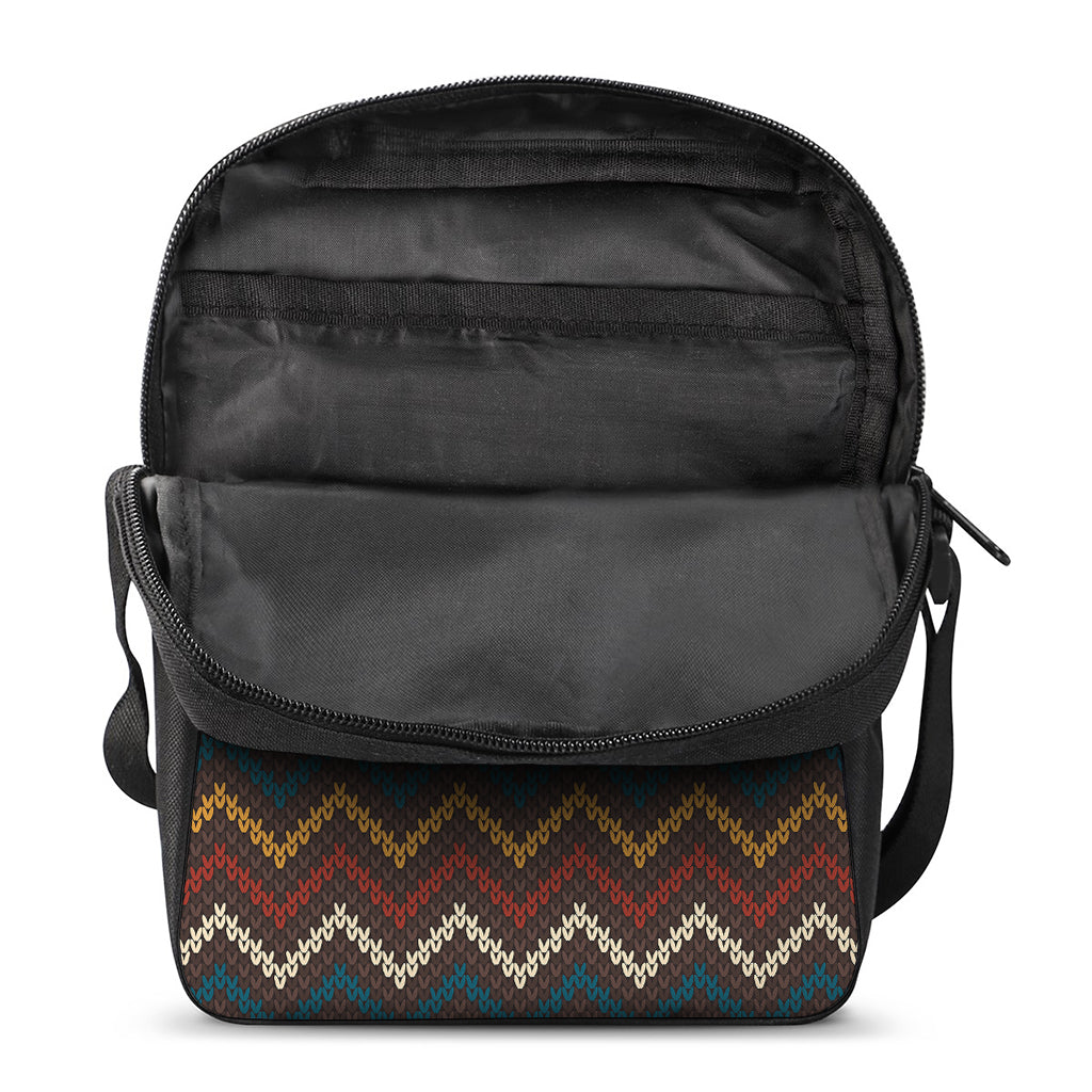 Vintage Chevron Knitted Pattern Print Rectangular Crossbody Bag