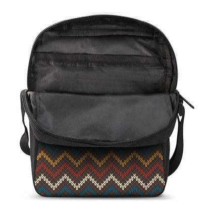 Vintage Chevron Knitted Pattern Print Rectangular Crossbody Bag