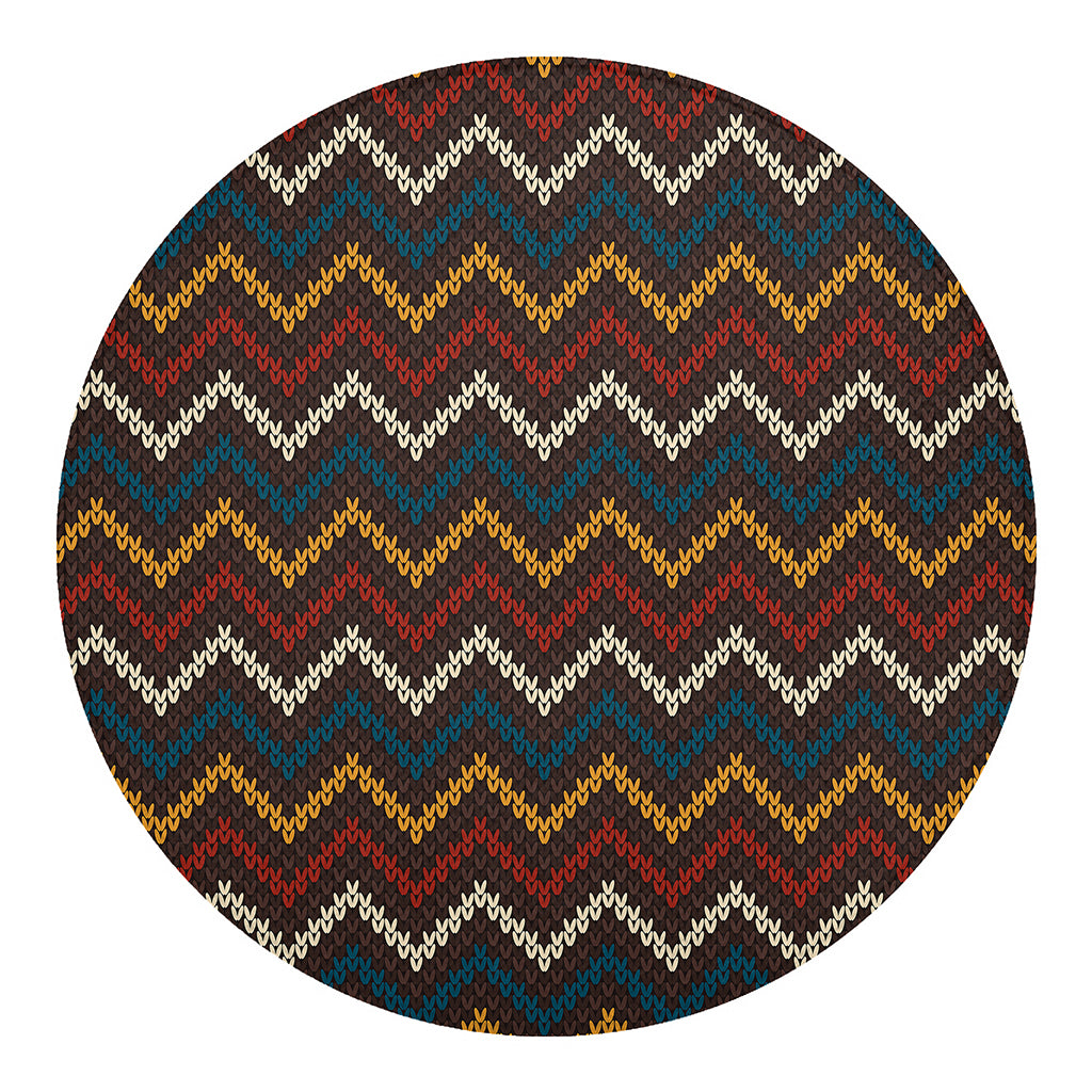 Vintage Chevron Knitted Pattern Print Round Blanket