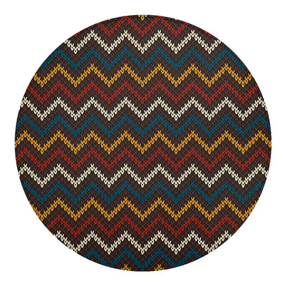 Vintage Chevron Knitted Pattern Print Round Blanket