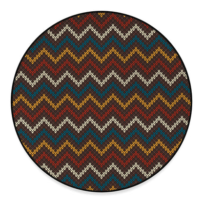 Vintage Chevron Knitted Pattern Print Round Floor Mat