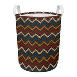 Vintage Chevron Knitted Pattern Print Round Laundry Basket