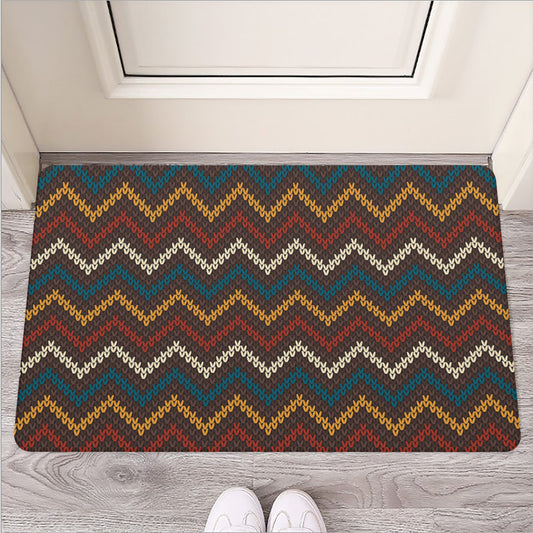 Vintage Chevron Knitted Pattern Print Rubber Doormat