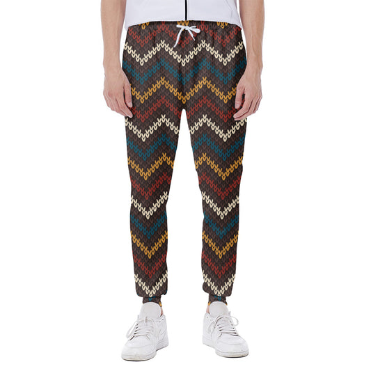 Vintage Chevron Knitted Pattern Print Scuba Joggers