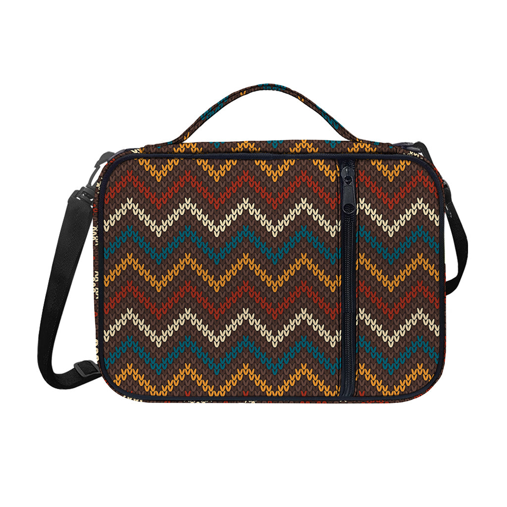 Vintage Chevron Knitted Pattern Print Shoulder Strap Bible Bag