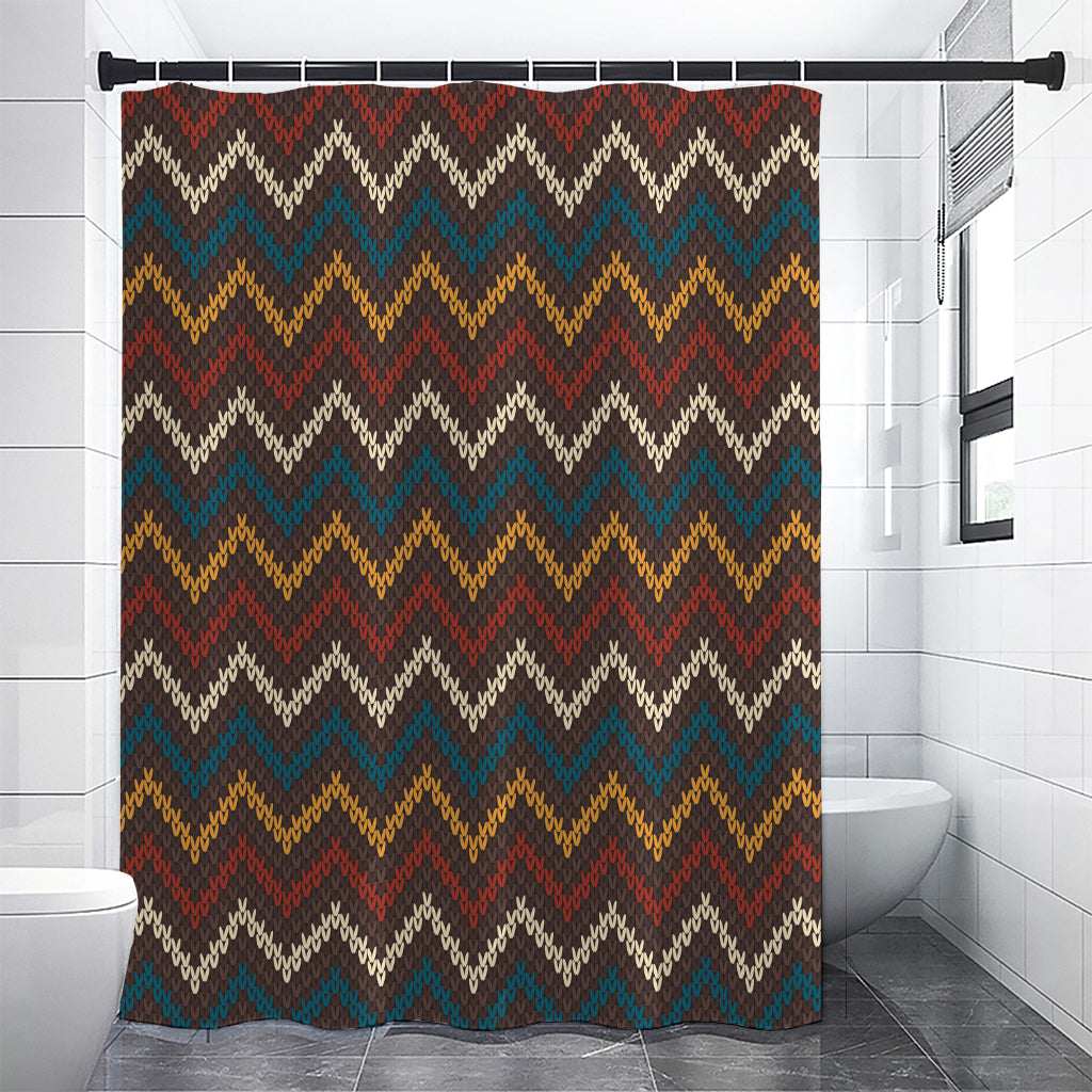 Vintage Chevron Knitted Pattern Print Shower Curtain