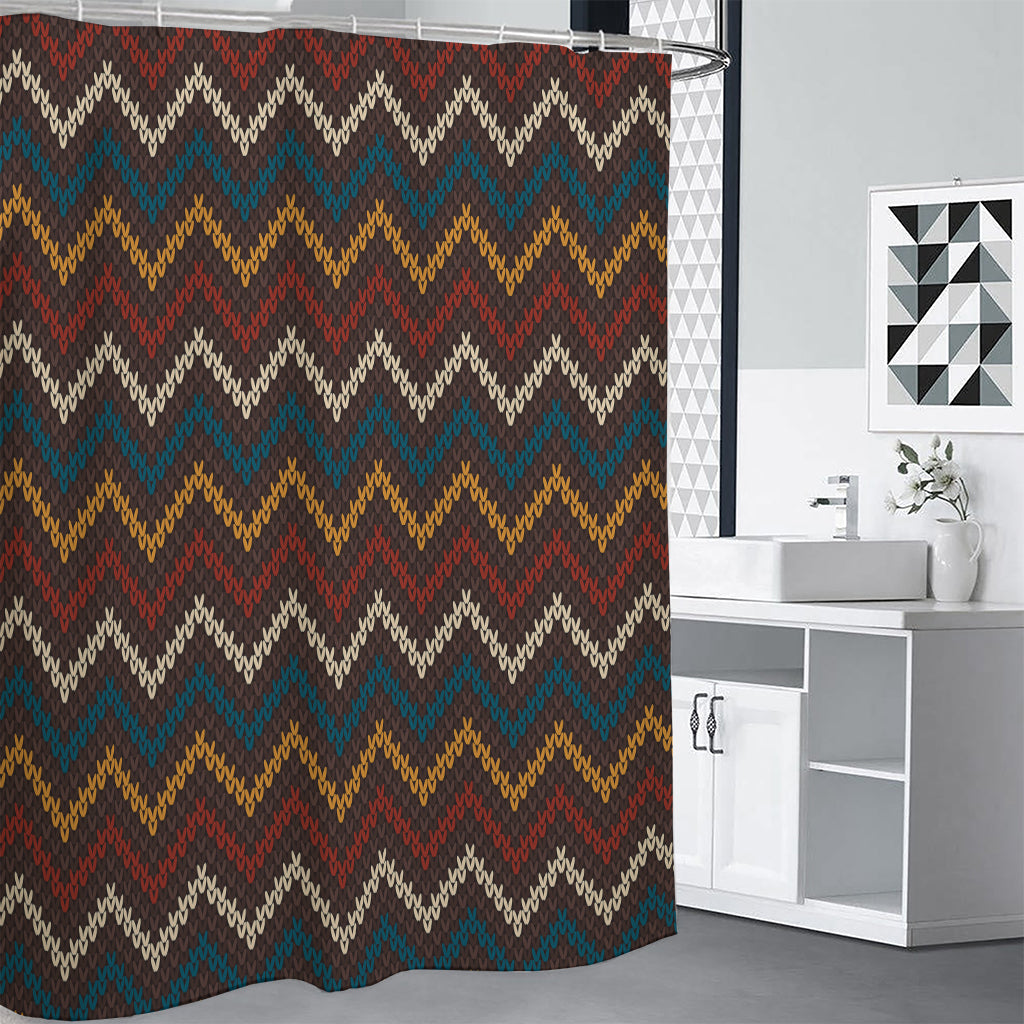 Vintage Chevron Knitted Pattern Print Shower Curtain