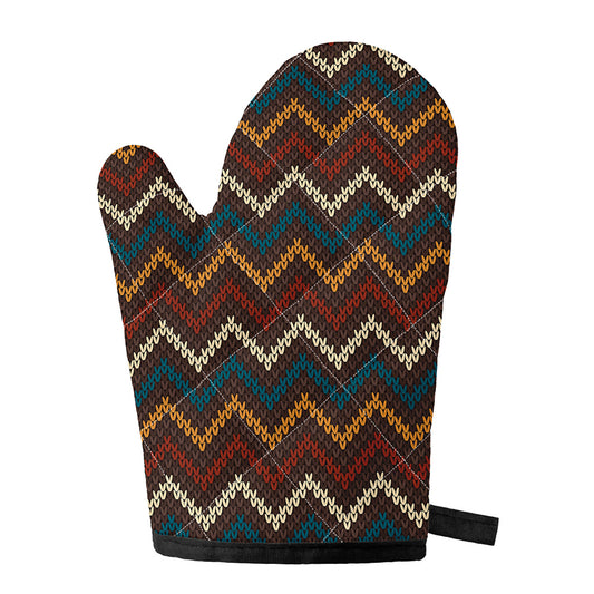 Vintage Chevron Knitted Pattern Print Single Oven Mitt